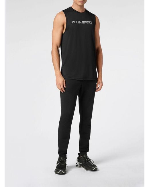Philipp Plein Black Printed Polyester Tank Top for men