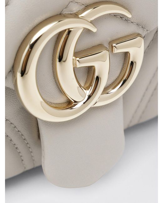 Gucci Gray Gg Marmont Chevron Quilted Nappa Bag