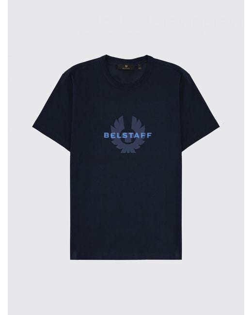 Belstaff Blue Surface Crew Neck T-Shirt With Logo for men
