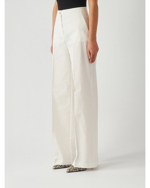 Pinko White Linen Blend Palazzo Trousers