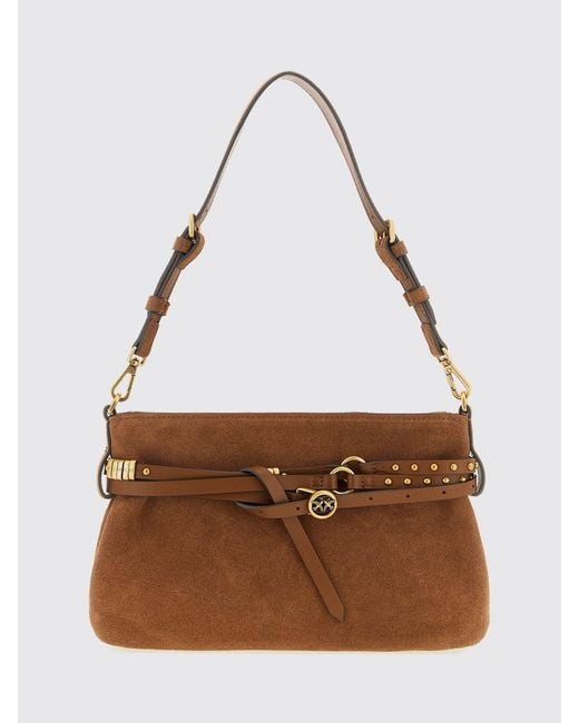 Pinko Brown Belt Bag Mini Suede Shoulder Bag