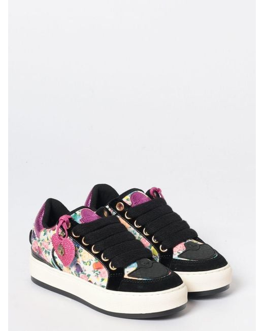 Kurt Geiger Black Floral Print Canvas And Suede Sneakers