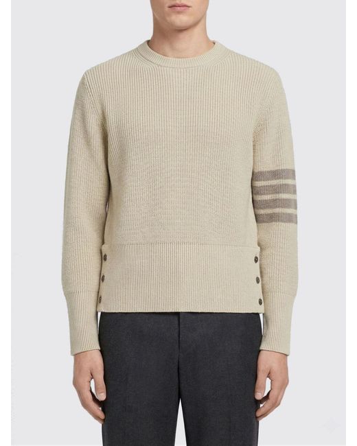 Thom Browne Natural Cotton Crew Neck Pullover for men