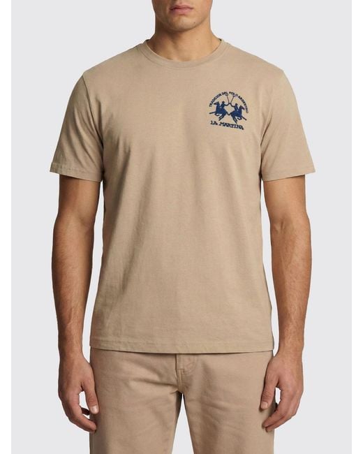 La Martina Natural Cotton T-Shirt With Logo for men