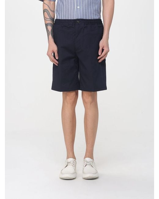 Paolo Pecora Blue Virgin Wool Chino Shorts for men