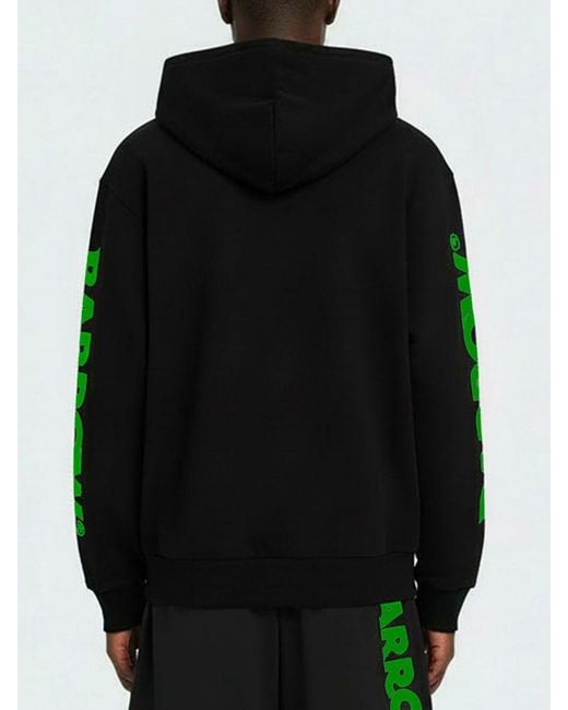 Barrow Black Cotton Hoodie With Logo for men