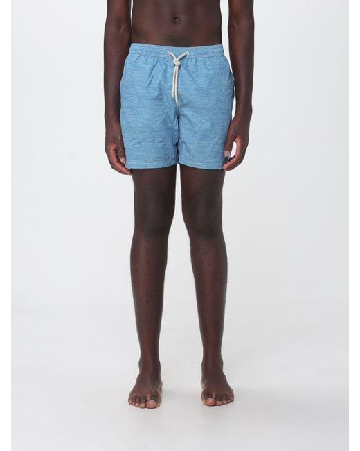 Mc2 Saint Barth Blue Short Nylon Swim Trunks With Elastic Waist And Logo for men