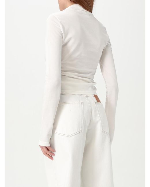 Courreges White Cropped Polo Shirt Twisted Detail