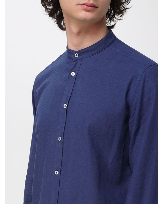 Manuel Ritz Blue Linen And Cotton Casual Shirt for men