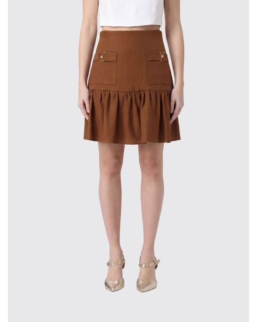Elisabetta Franchi Brown Mini Skirt