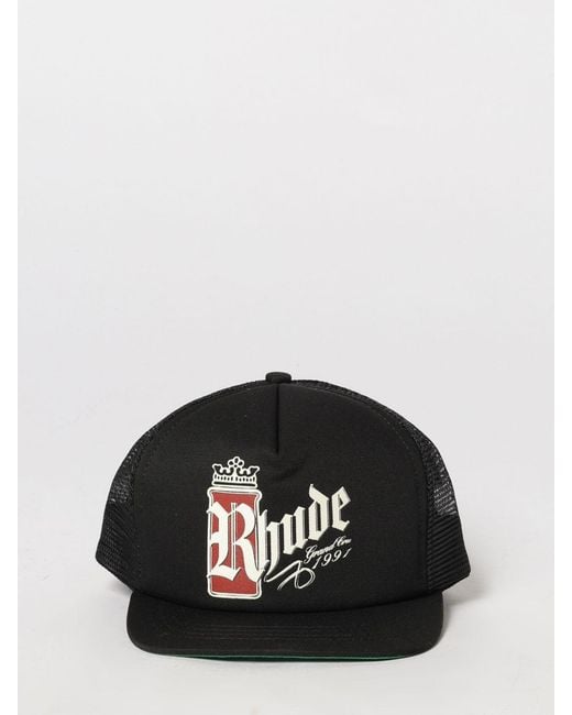 Rhude Black Cotton Blend Baseball Cap With Logo for men
