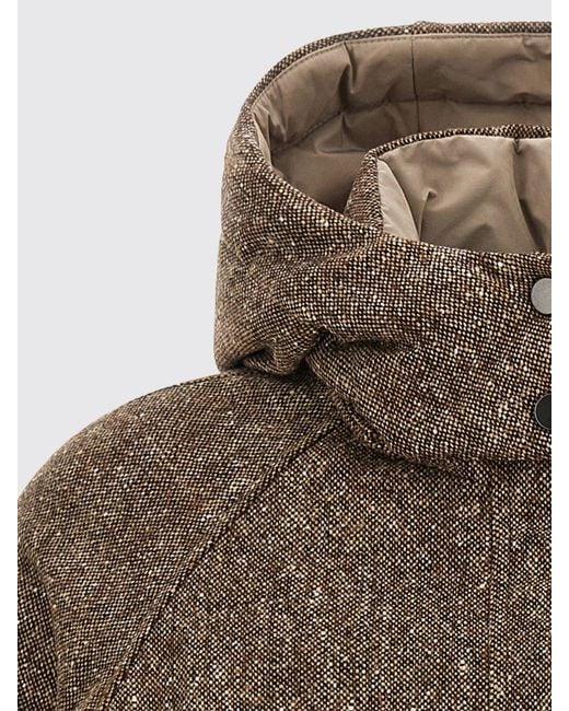 Brunello Cucinelli Brown Relaxed Fit Padded Wool-Blend Bomber Jacket With Hood