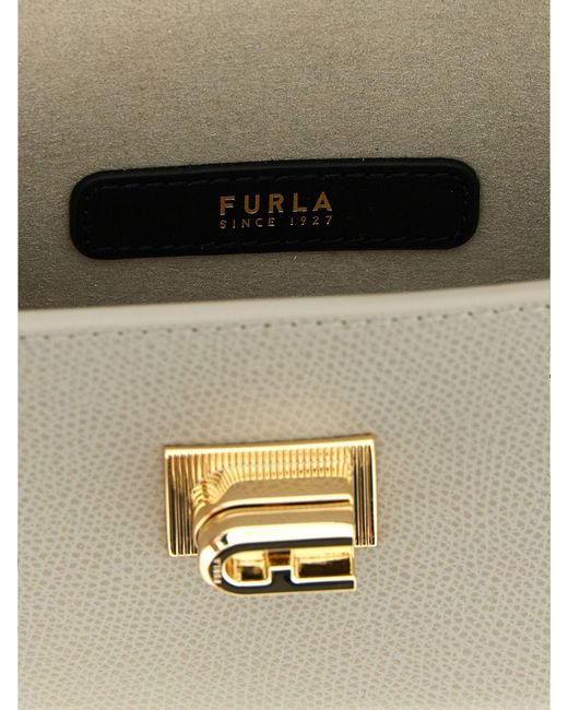 Furla Gray 1927 Mini Grained Leather Bag With Twist-Lock Closure