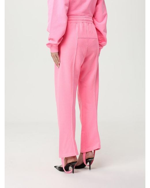 Vetements Pink Comfortable Knit Pants With Stirrup Detail