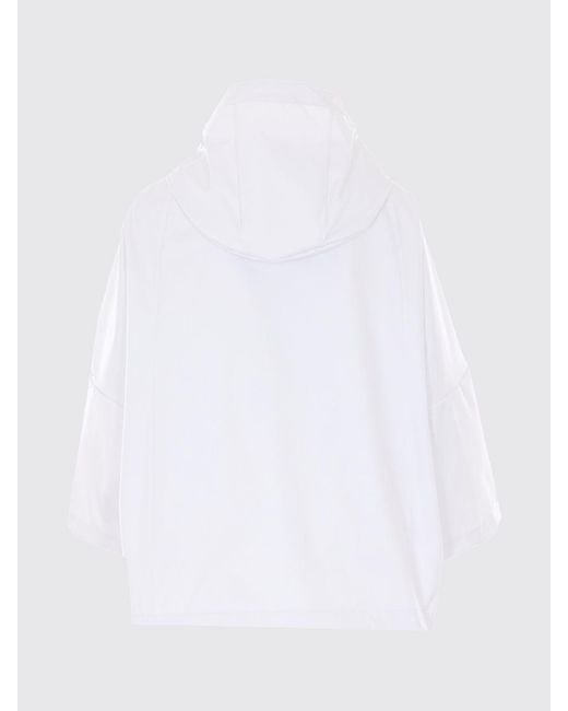 Moorer White Florida Short Windbreaker Jacket With Detachable Hood And High Neck