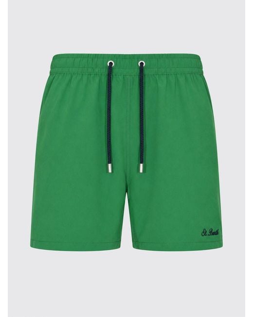Mc2 Saint Barth Green Short Swim Shorts With Elasticated Drawstring Waist for men
