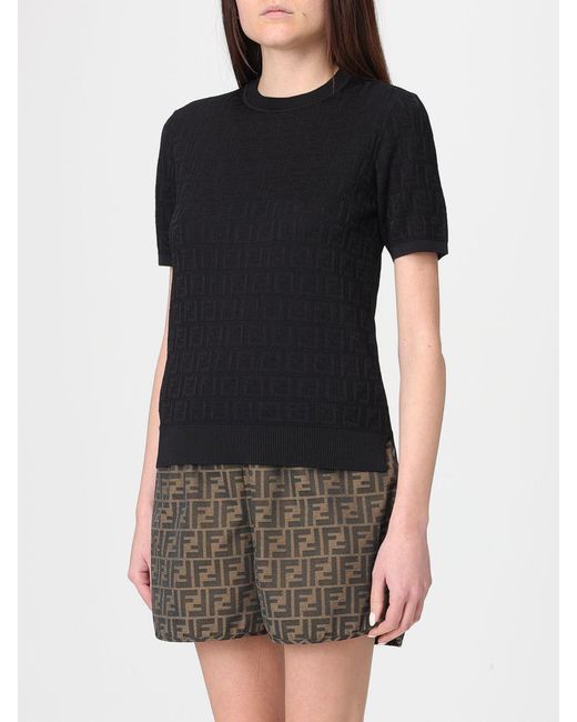Fendi Black Ff Cotton And Viscose Knit