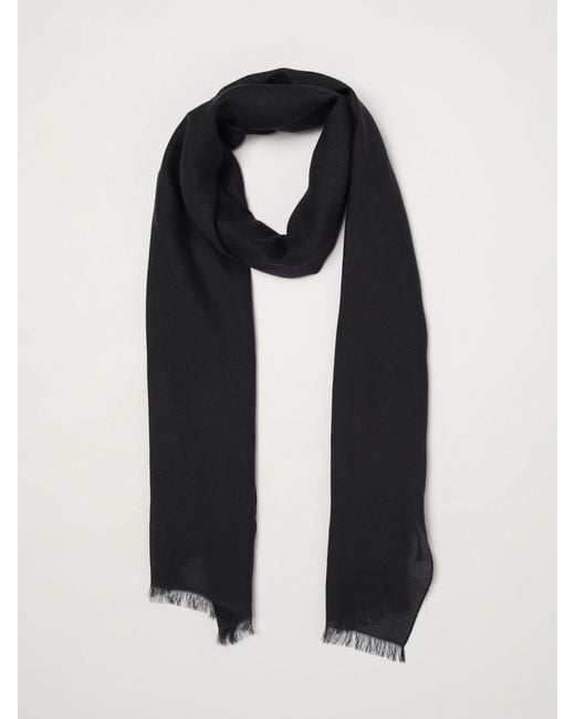 Emporio Armani Black Cotton Blend Stole With Eagle Jacquard for men