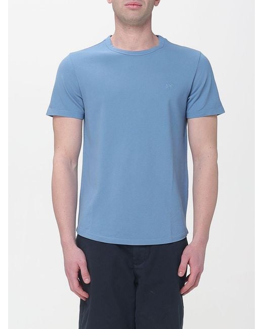 Sun 68 Blue Basic Cotton T-Shirt for men