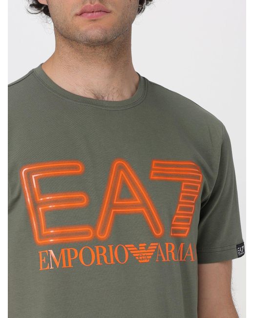 T-shirt di cotone di EA7 in Green da Uomo