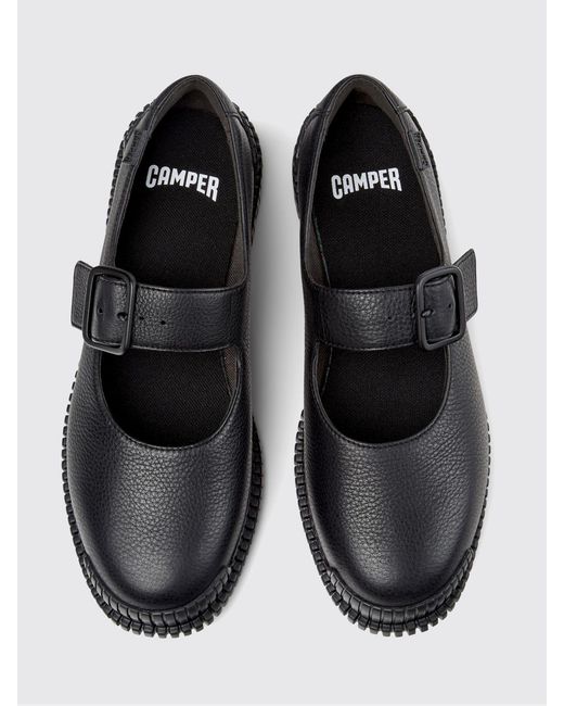 Camper White Pix Grained Leather Loafers