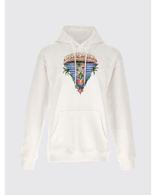 Casablanca White Printed Organic Cotton Hoodie for men