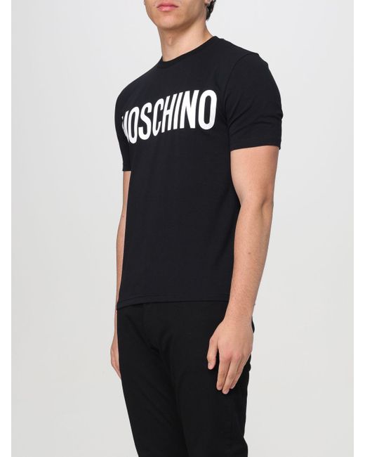 T-shirt in cotone con logo di Moschino Couture in Black da Uomo