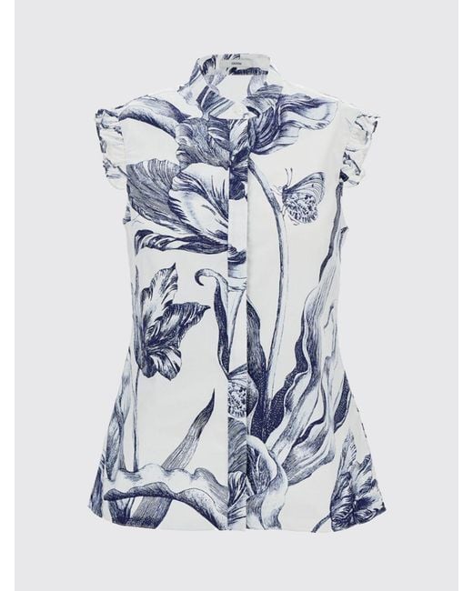 Erdem Blue Cotton Floral Print Shirt
