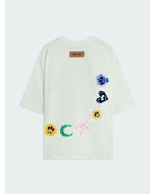 Barrow White Printed Cotton T-Shirt for men