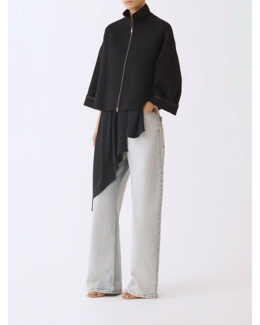 Fabiana Filippi Black Merino Wool Cape
