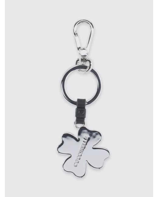 Coccinelle White Four Leaf Clover Keychain
