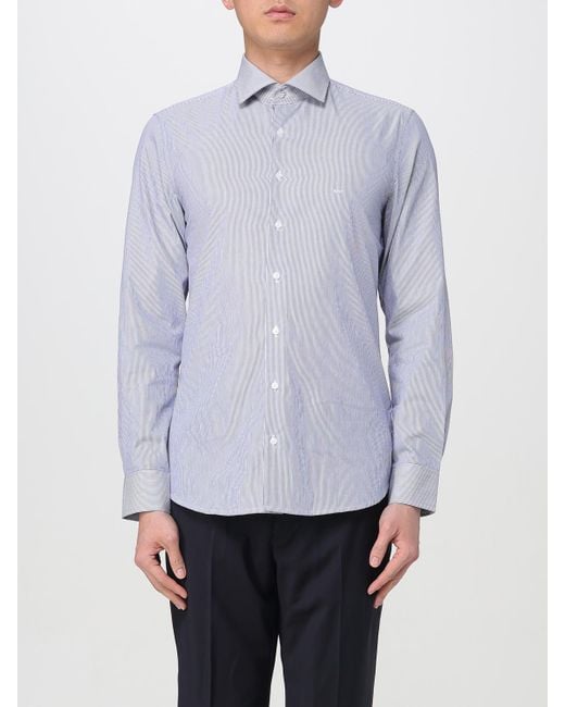Michael Kors Blue Slim Fit Striped Dress Shirt for men