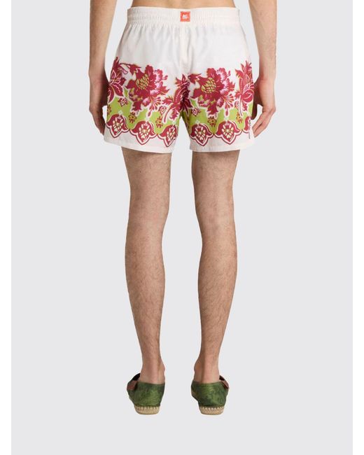 Etro Red Paisley Motif Polyester Swimsuit for men