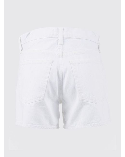 Agolde White Cotton Denim Shorts