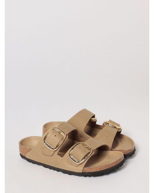 Birkenstock Natural Arizona Big Buckle Nubuck Sandal
