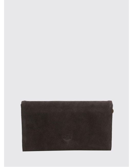 Pinko Gray Small Studded Suede Pouch Bag