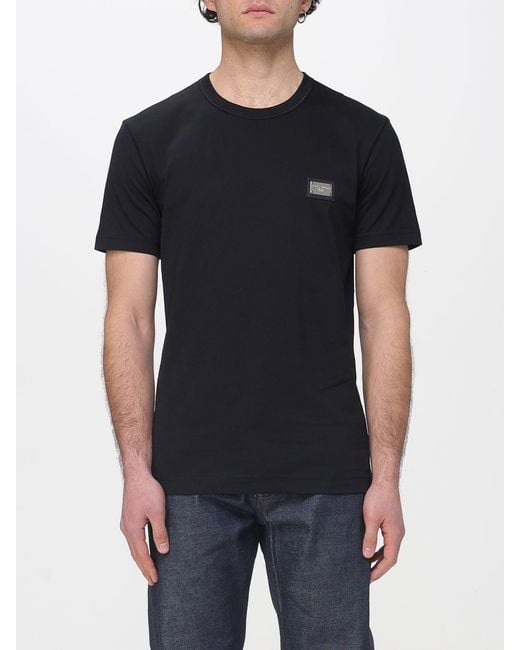 Dolce & Gabbana Black Dolce &Amp Gabbana Cotton T-Shirt With Logo for men
