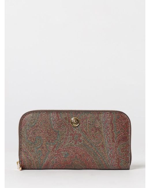 Etro Brown Arnica Coated Cotton Paisley Wallet