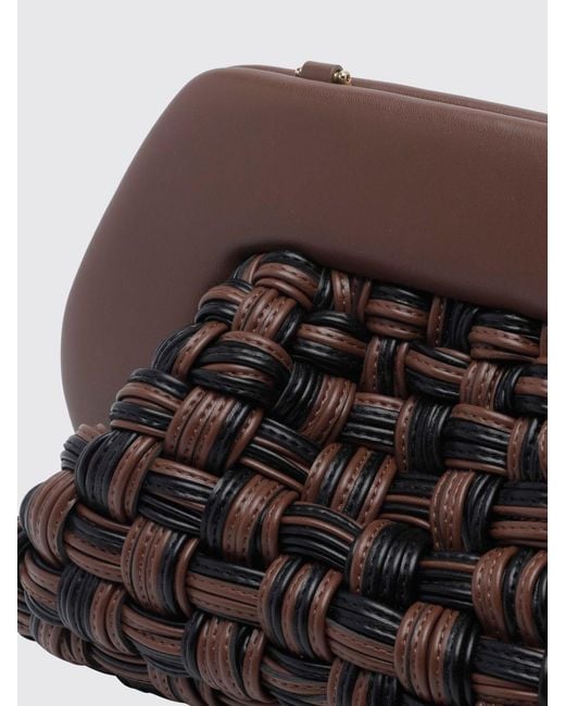 THEMOIRÈ Brown Themoir&Egrave Bios Bicolor Woven Vegan Leather Clutch With Magnetic Closure