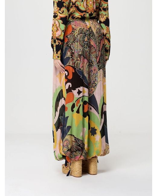 Etro Multicolor Printed Silk Wide Leg Trousers