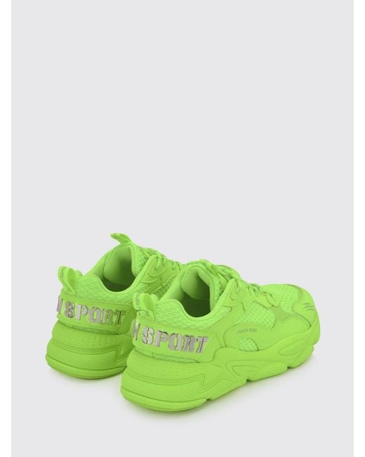 Philipp Plein Green Track-King Leather And Mesh Sneakers for men