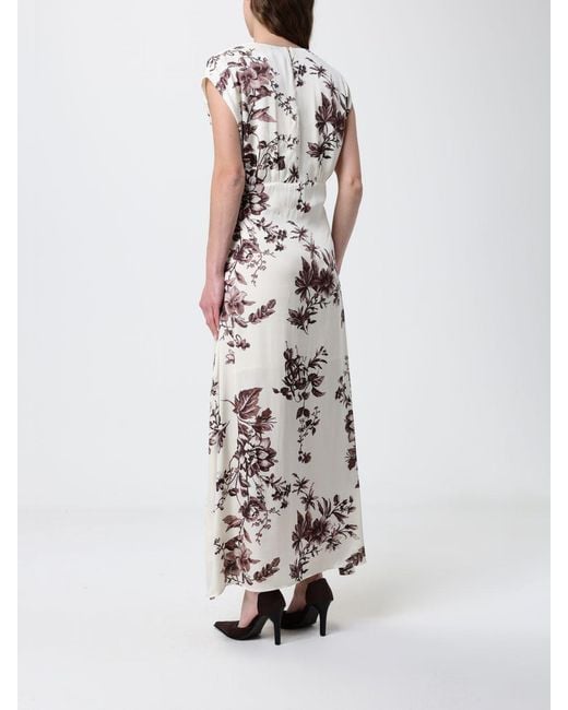 Liu Jo White Satin Midi Dress With Floral Print