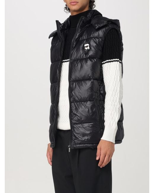Karl Lagerfeld Black Quilted Nylon Vest for men