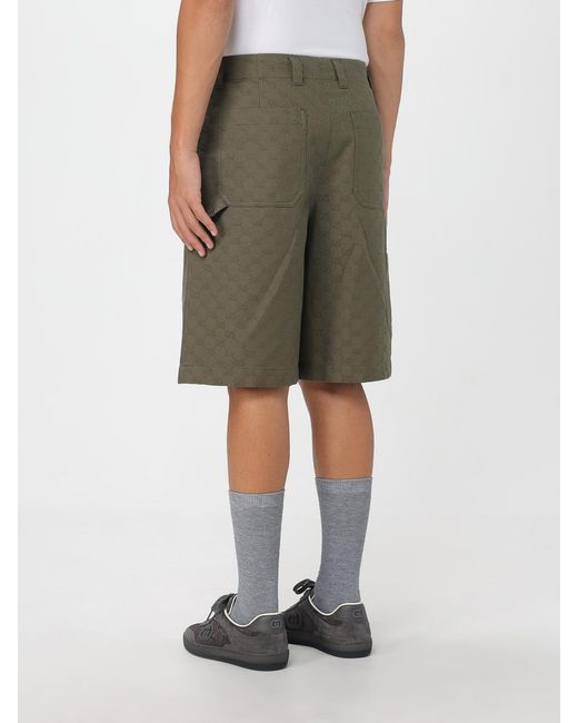 Gucci Green Patterned Cotton Shorts for men