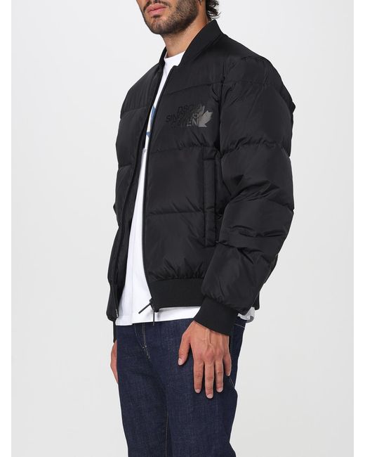 DSquared² Blue Padded Jacket With Zip Fastening And Ribbed Edges for men