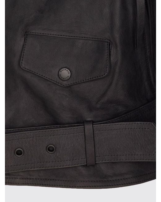 Balmain Black Leather Biker Jacket for men