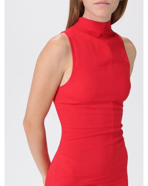 Vestido Midi J De Crepe Drapeado Jacquemus de color Red