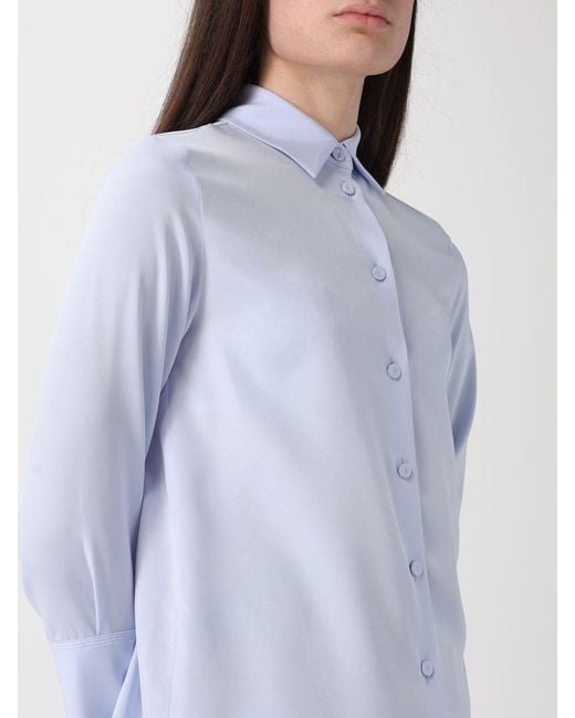 Max Mara Blue Classic Stretch Silk Shirt