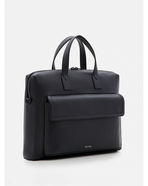Paul Smith Black Leather Briefcase Professional Portfolio for men