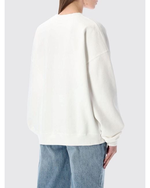 Anine Bing White Cotton Crewneck Sweatshirt With Logo